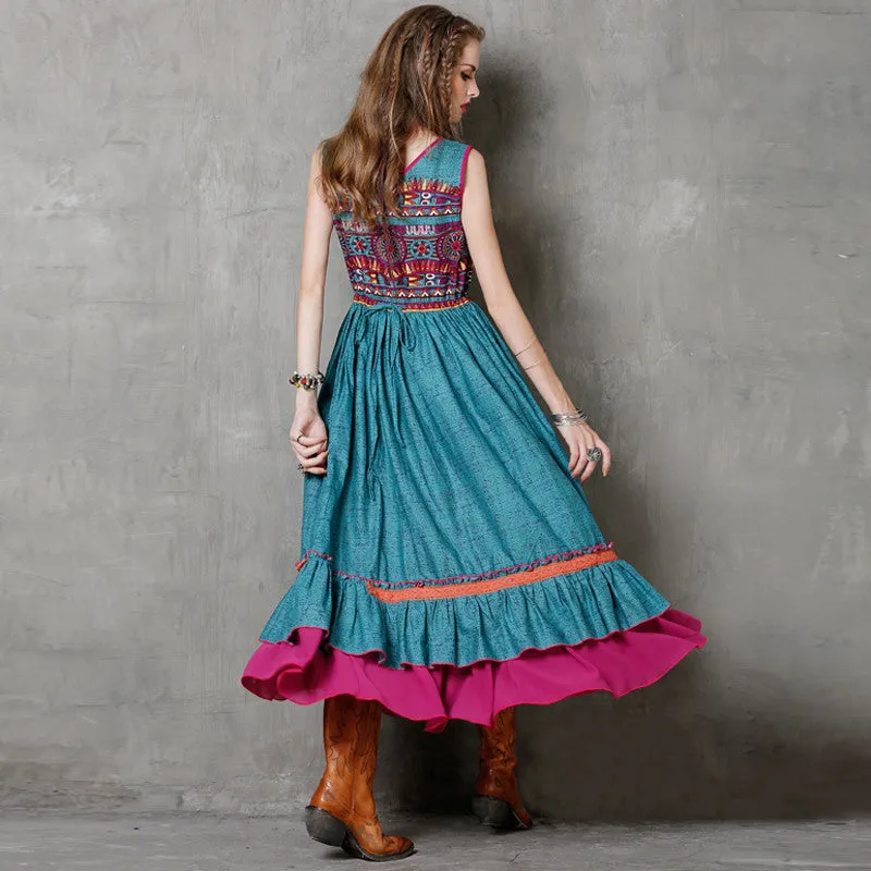 Boho Blues Maxi Sundress