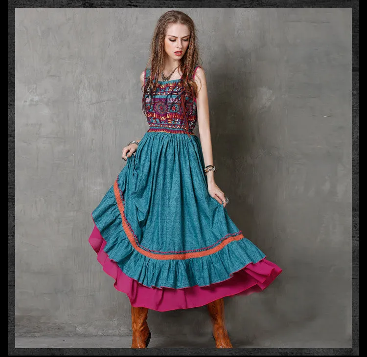 Boho Blues Maxi Sundress