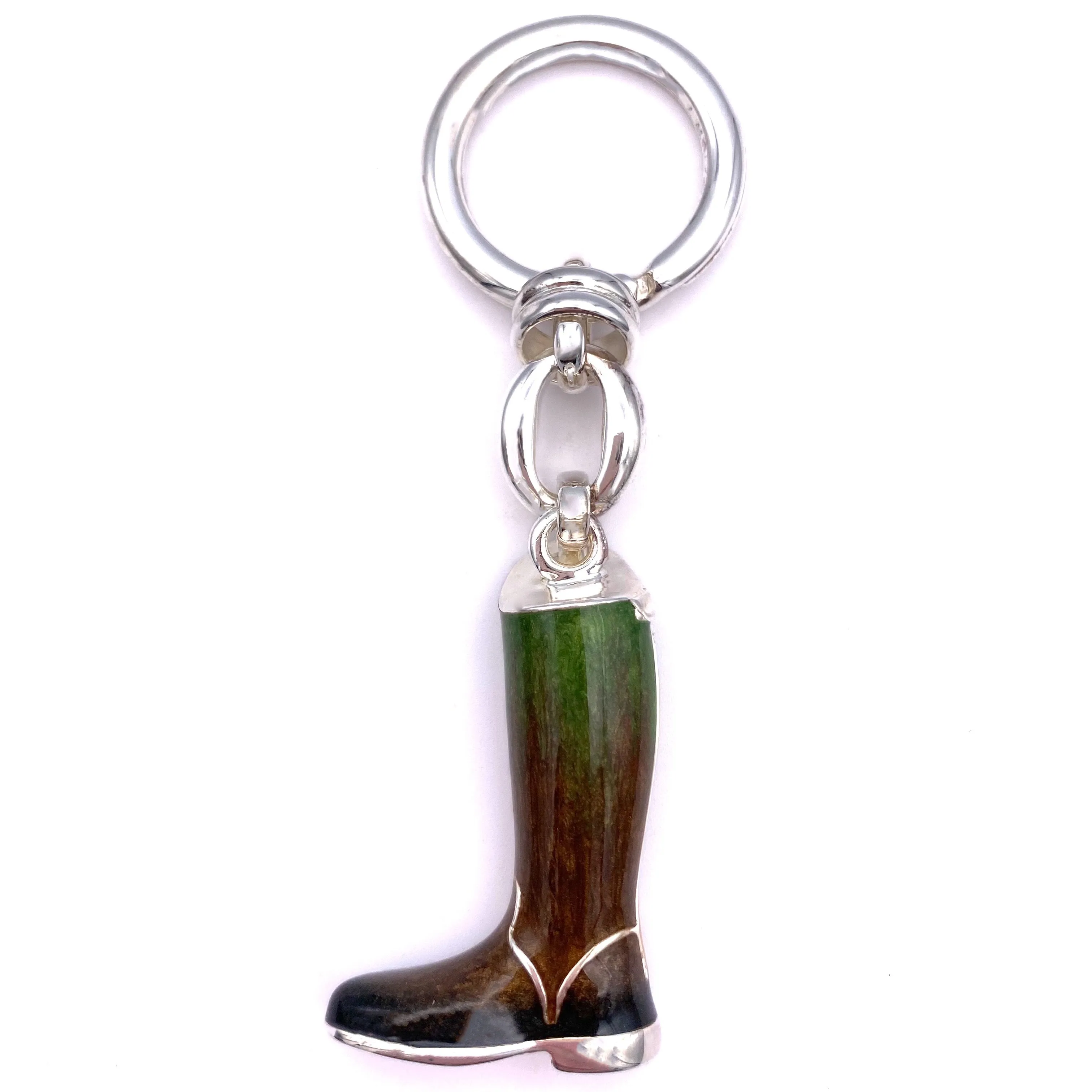 Boot Key Ring, Enamel & Sterling Silver