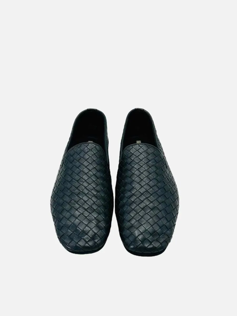 BOTTEGA VENETA Intrecciato Detail Black Loafers 11.5