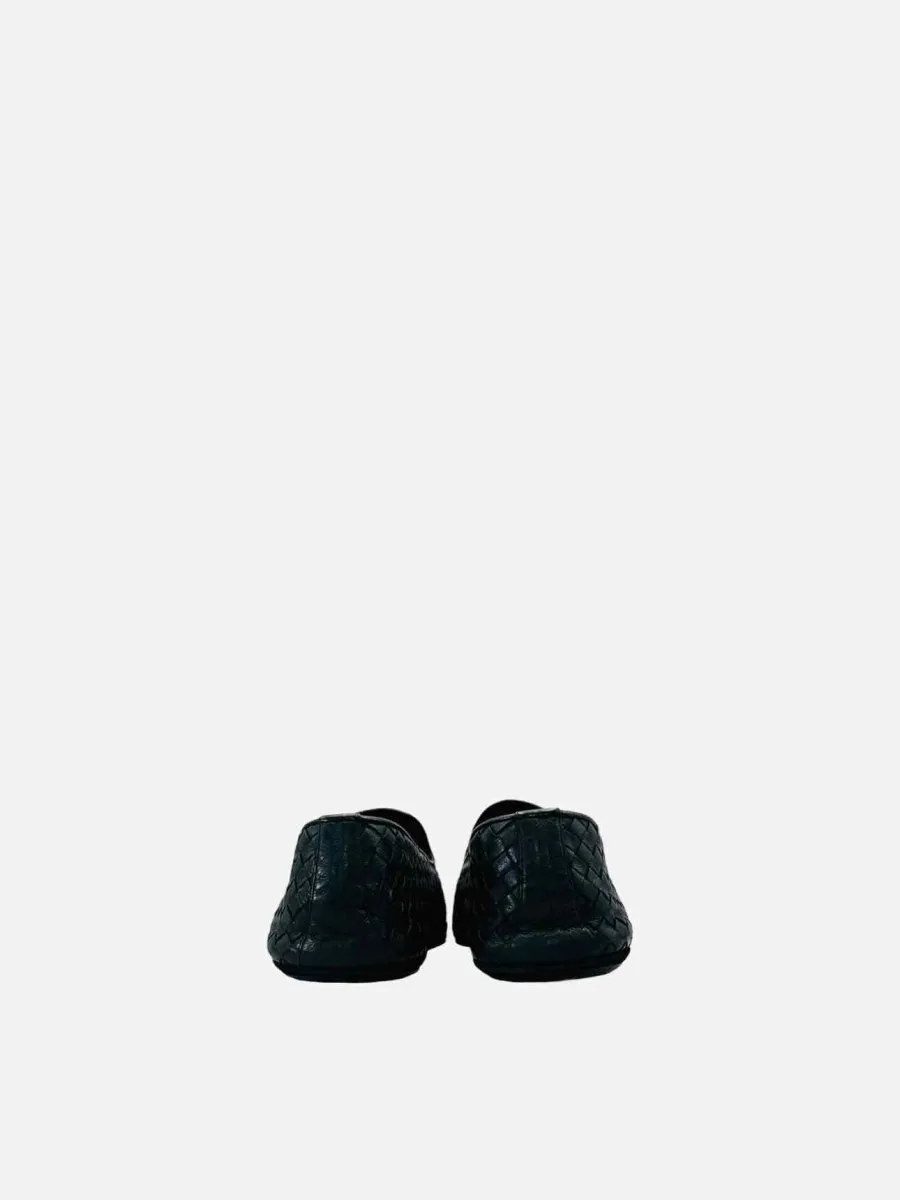 BOTTEGA VENETA Intrecciato Detail Black Loafers 11.5