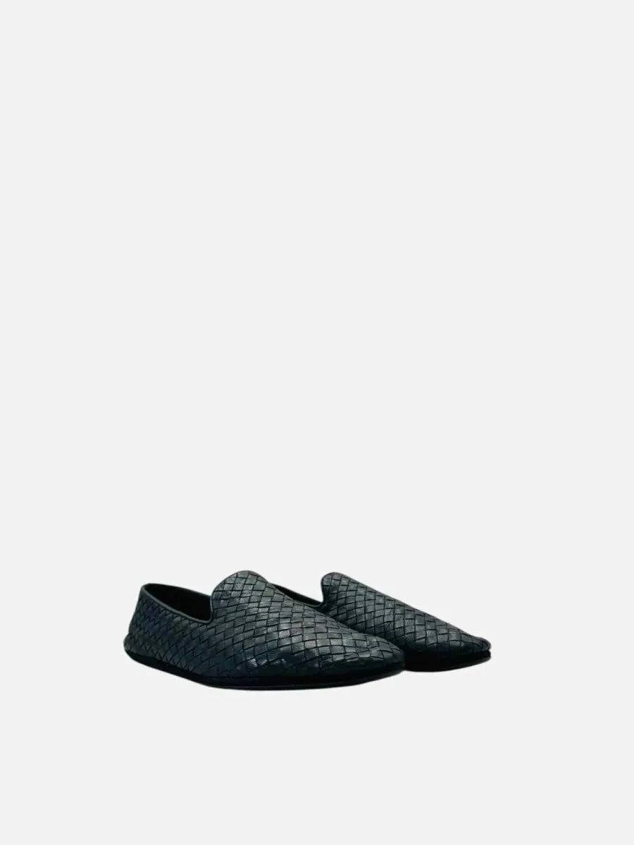 BOTTEGA VENETA Intrecciato Detail Black Loafers 11.5