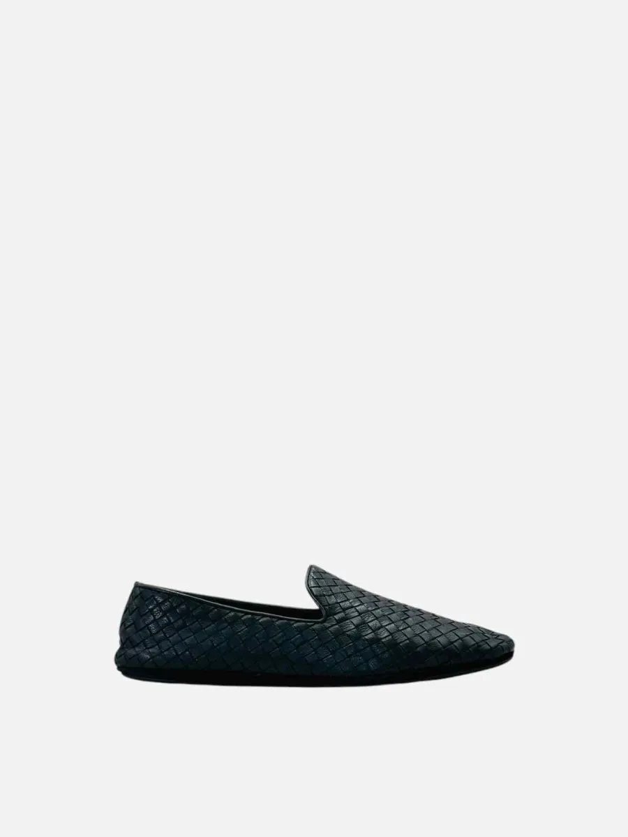 BOTTEGA VENETA Intrecciato Detail Black Loafers 11.5