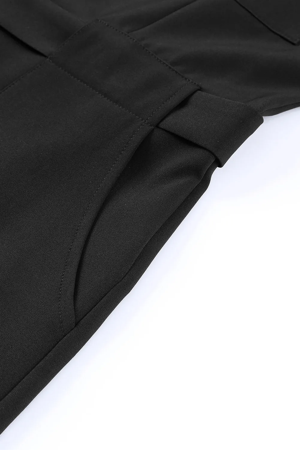 Buttoned Sleeveless Cropped Jumpsuit with Sash