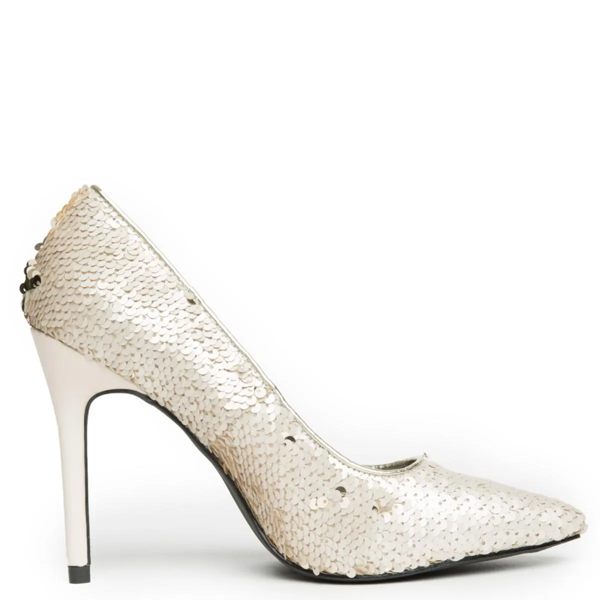 Cape Robbin Kitana-45 Champagne Sequence High Heel Champagne