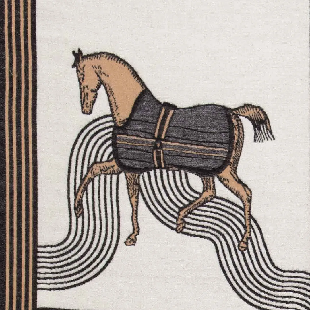 Cavallo -  Caramel Equestrian Motif Luxe Shawl