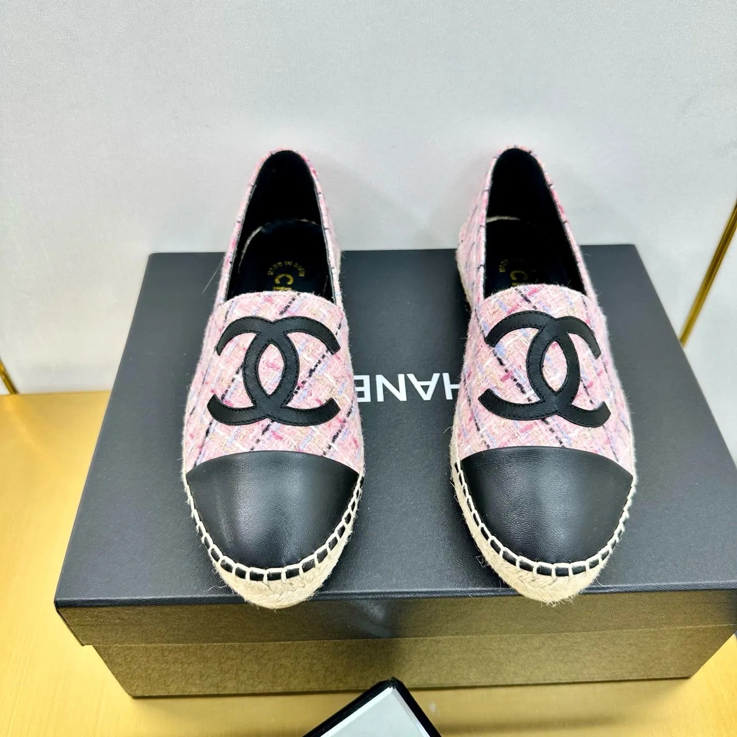 CC 25s Slip–on Espadrilles Pink/Black Tweed 297826