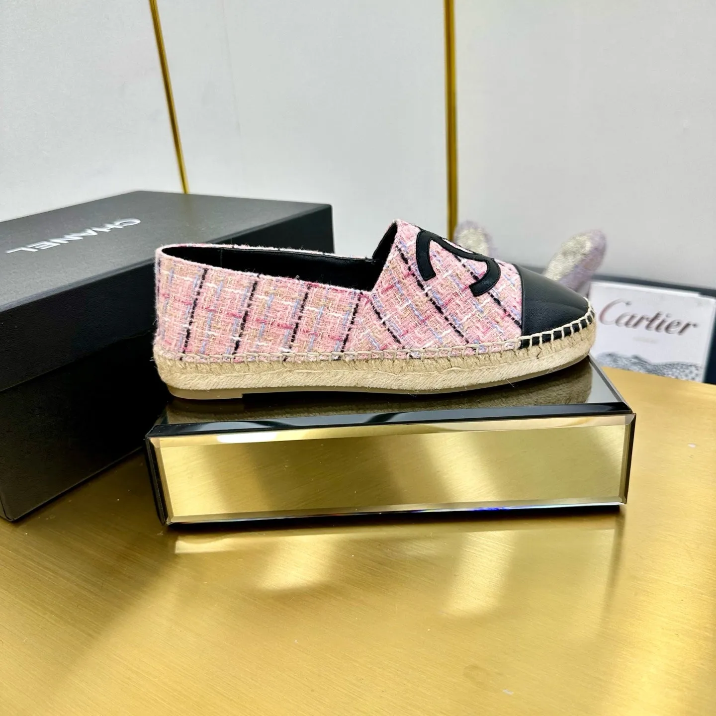 CC 25s Slip–on Espadrilles Pink/Black Tweed 297826