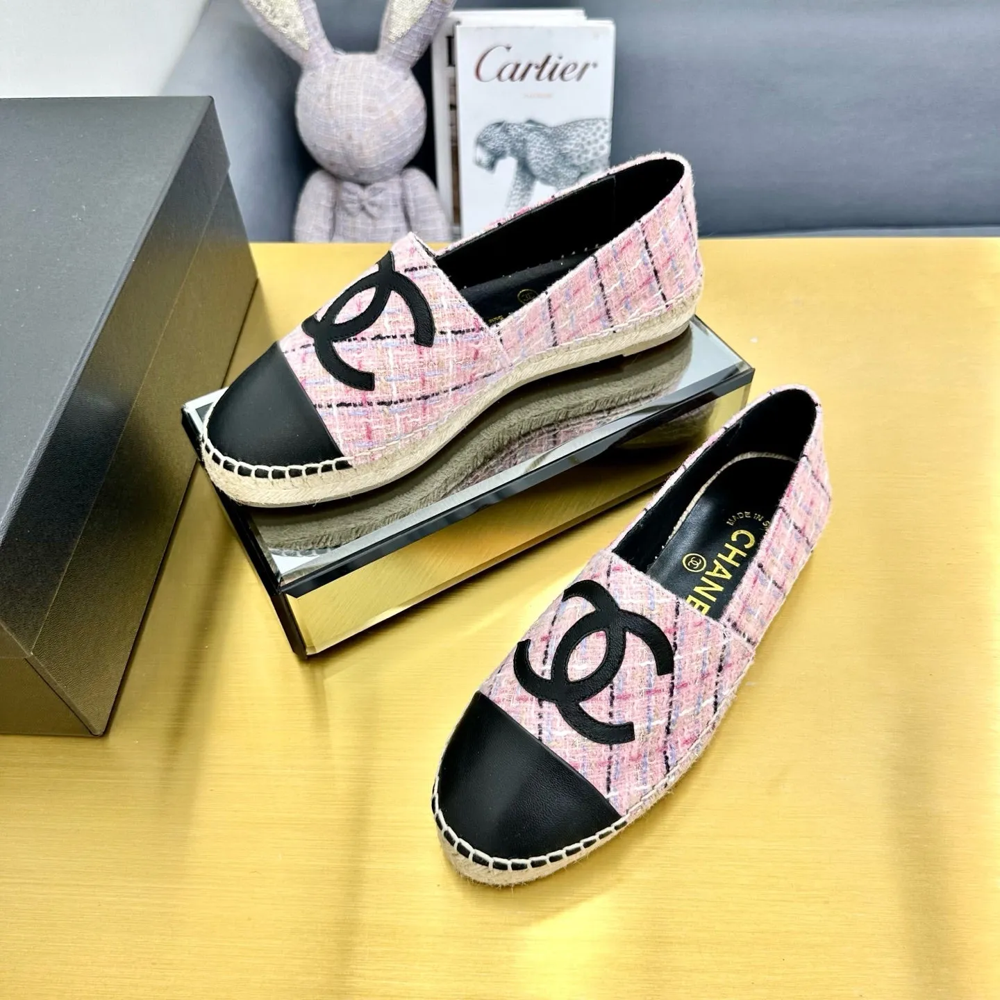 CC 25s Slip–on Espadrilles Pink/Black Tweed 297826