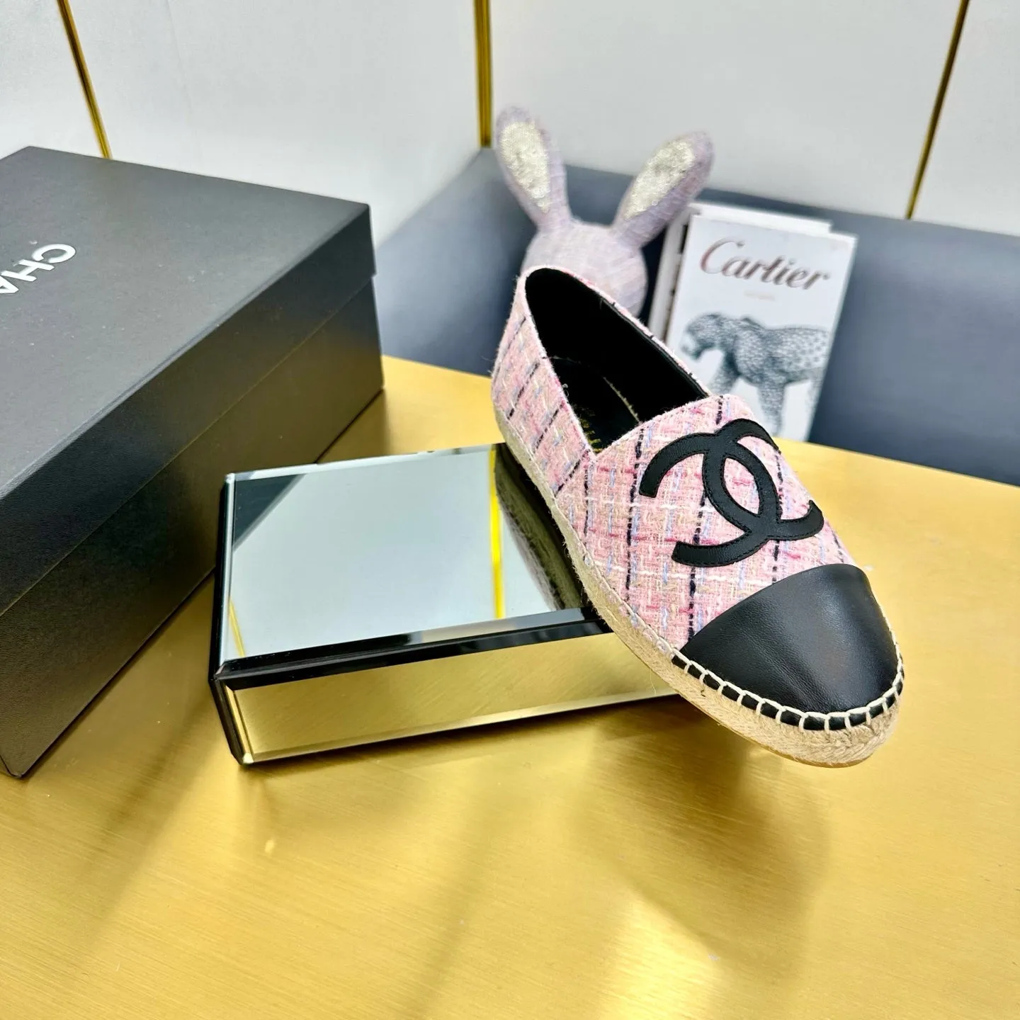CC 25s Slip–on Espadrilles Pink/Black Tweed 297826