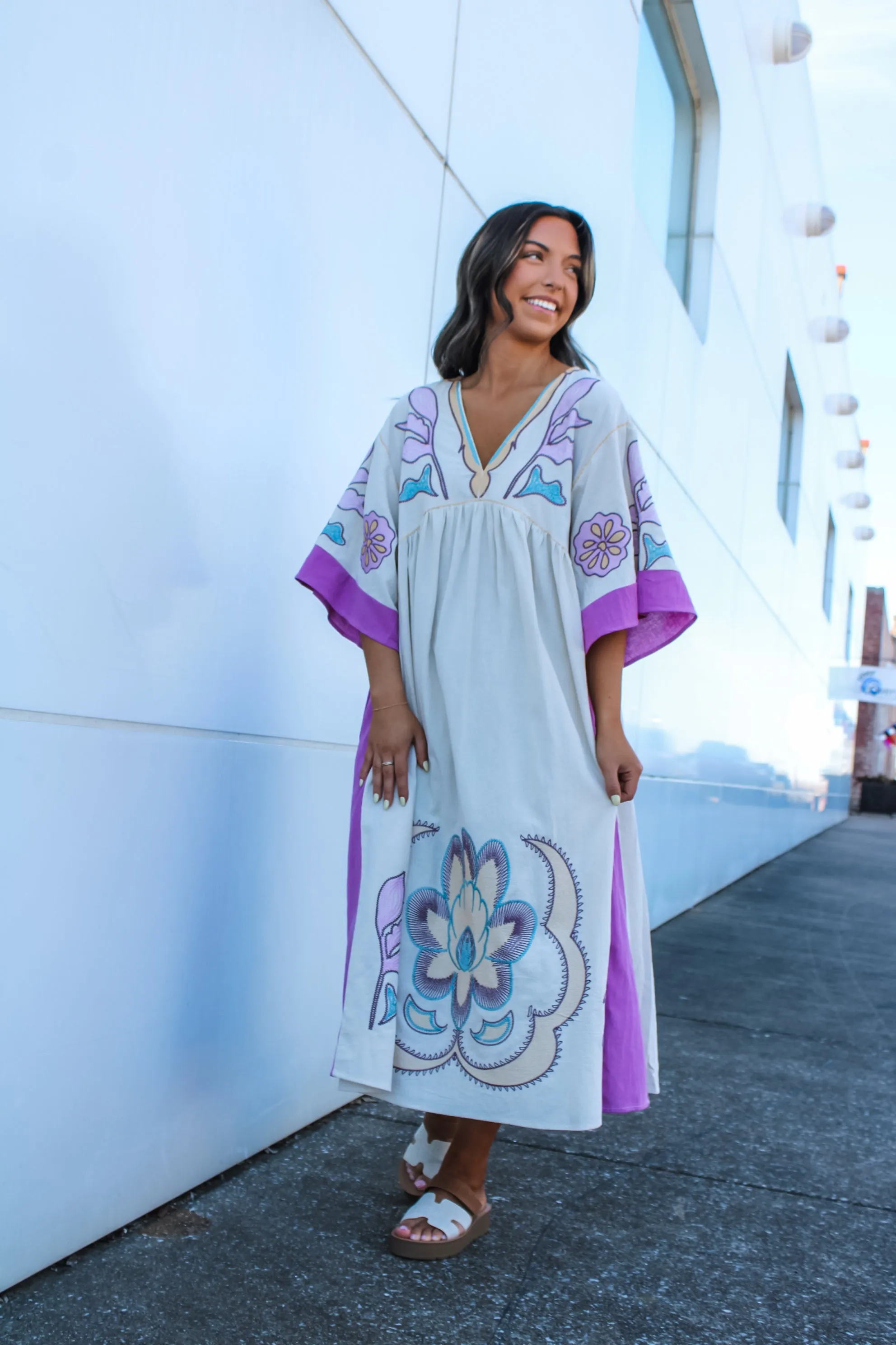 Chloe Caftan Dress • Purple Floral