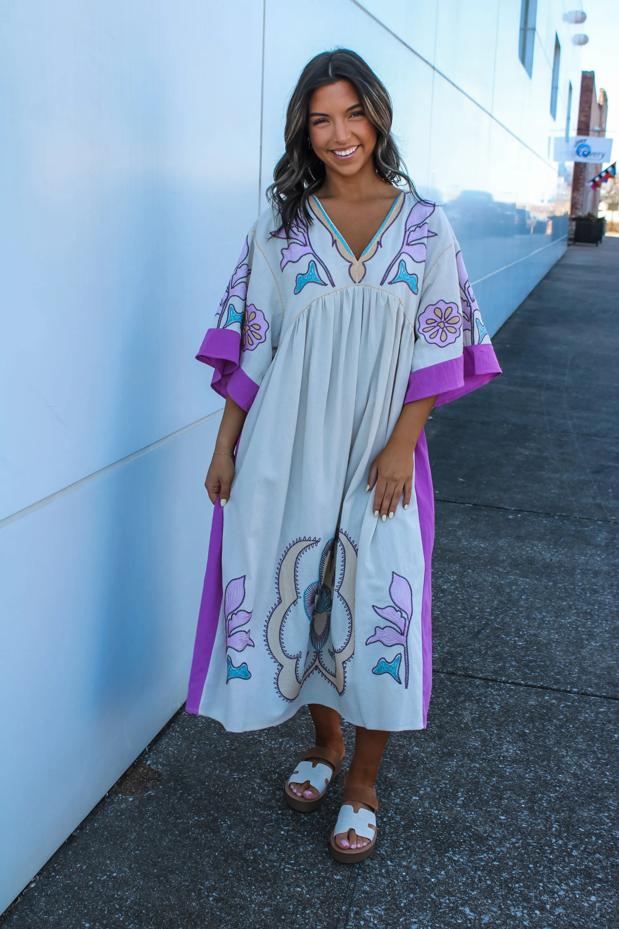 Chloe Caftan Dress • Purple Floral