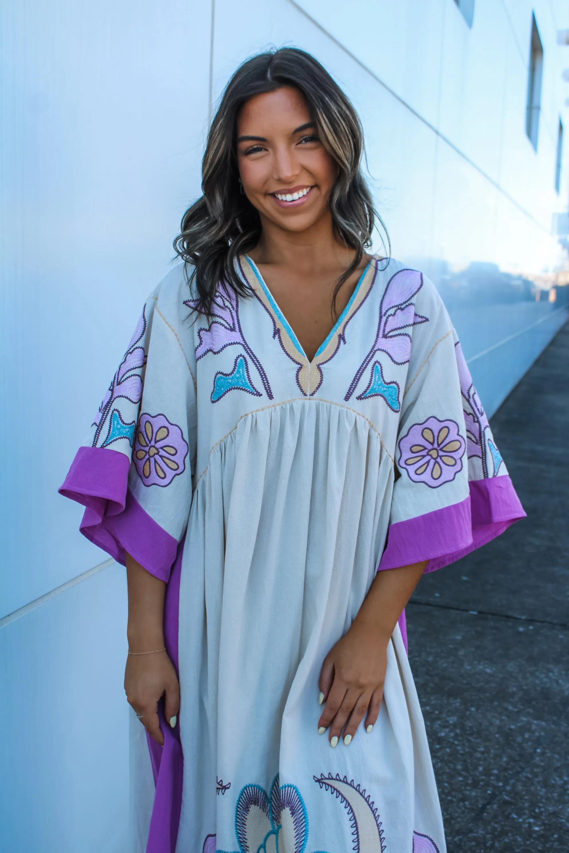 Chloe Caftan Dress • Purple Floral
