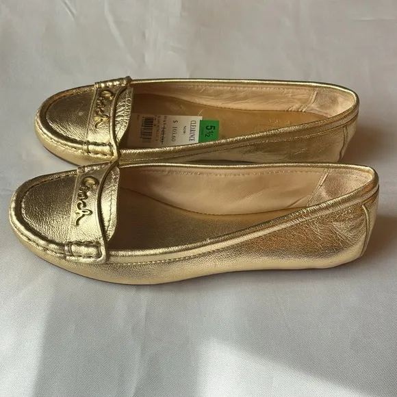 Coach Olson Metallic Shoes Gold Big Kids Size 5 1/2