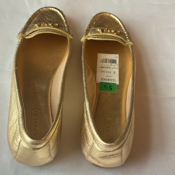 Coach Olson Metallic Shoes Gold Big Kids Size 5 1/2