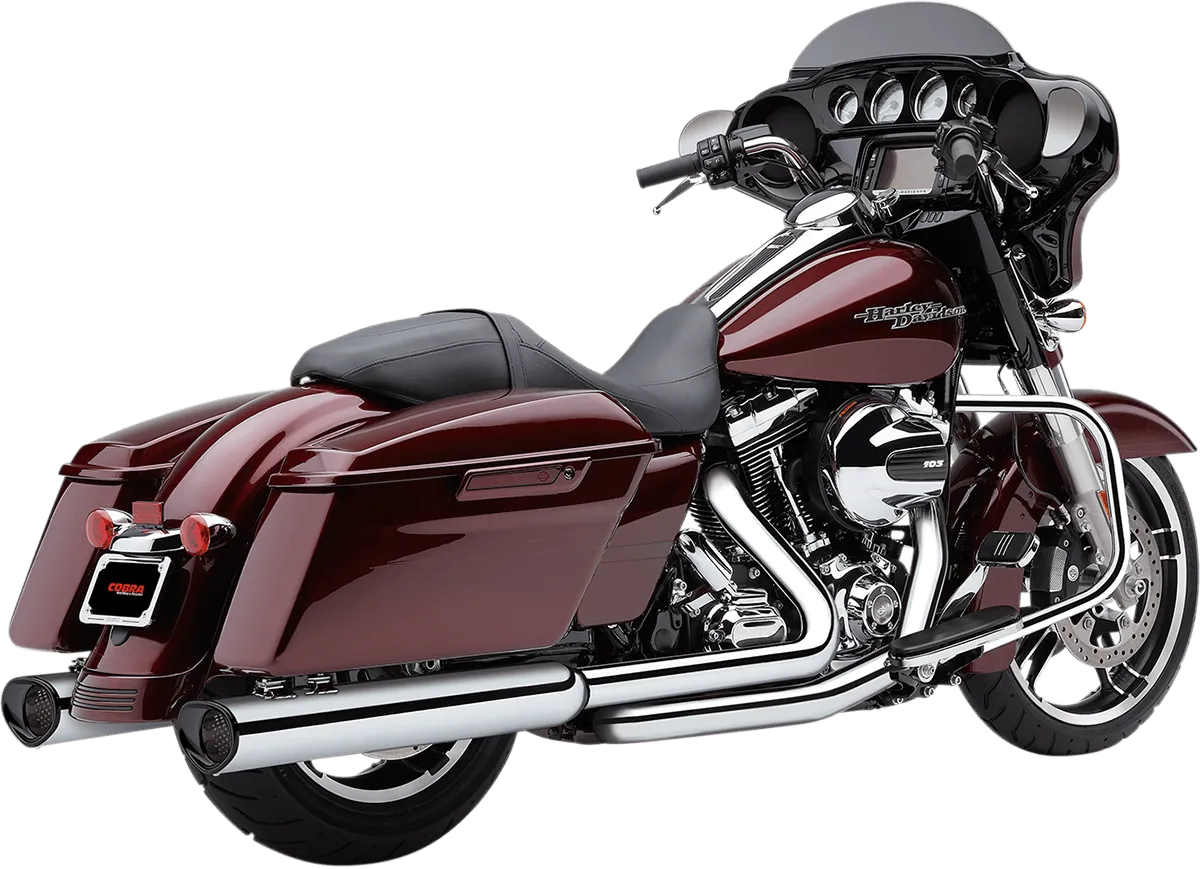 Cobra 6212CB Tri-Flow Slip-Ons - Chrome with Bloss Black Tip