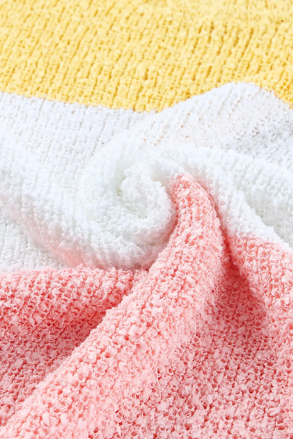Colorblock Bubble Sleeve Plus Size Sweater
