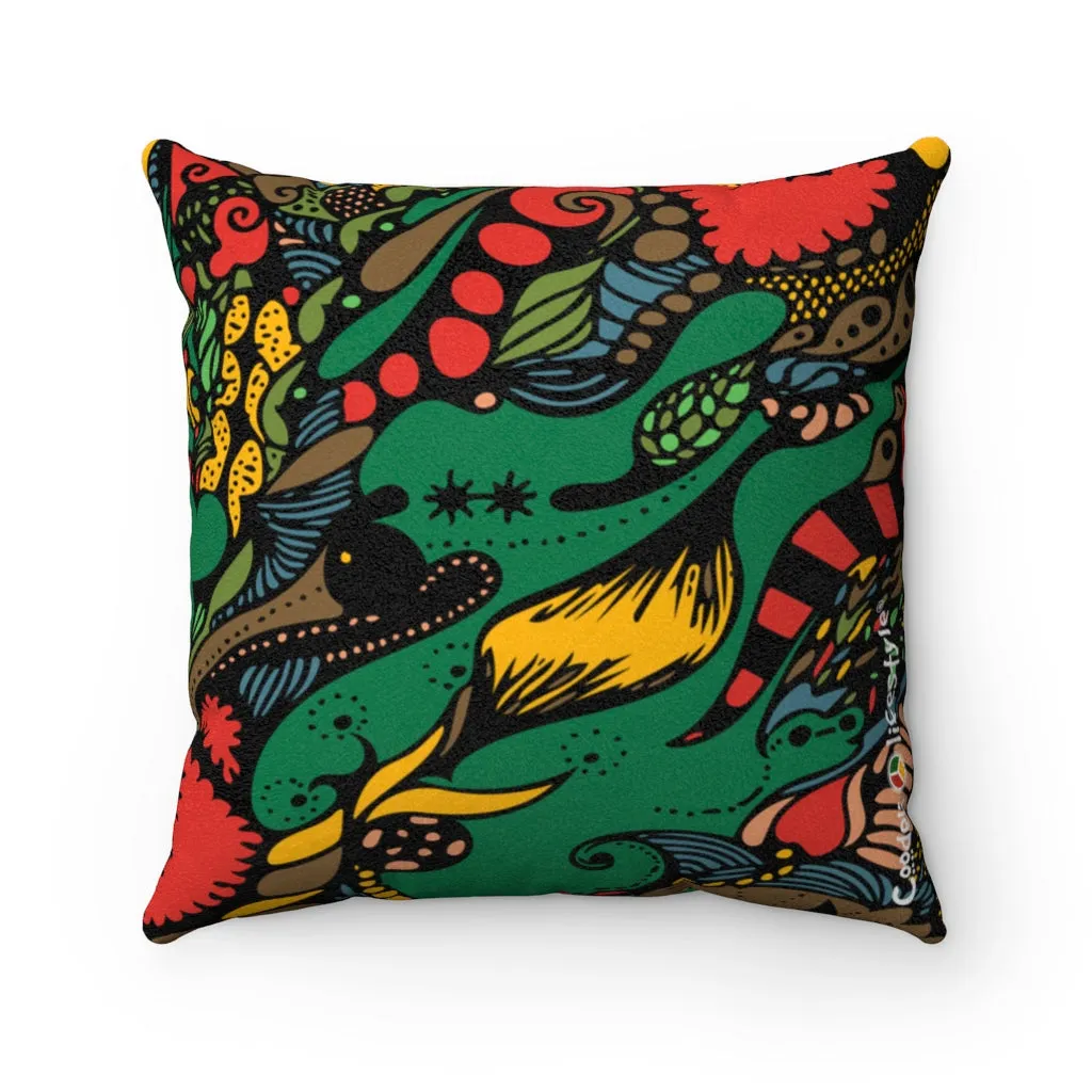 Coodeh Faux Suede Square Pillow (Multi-Art)
