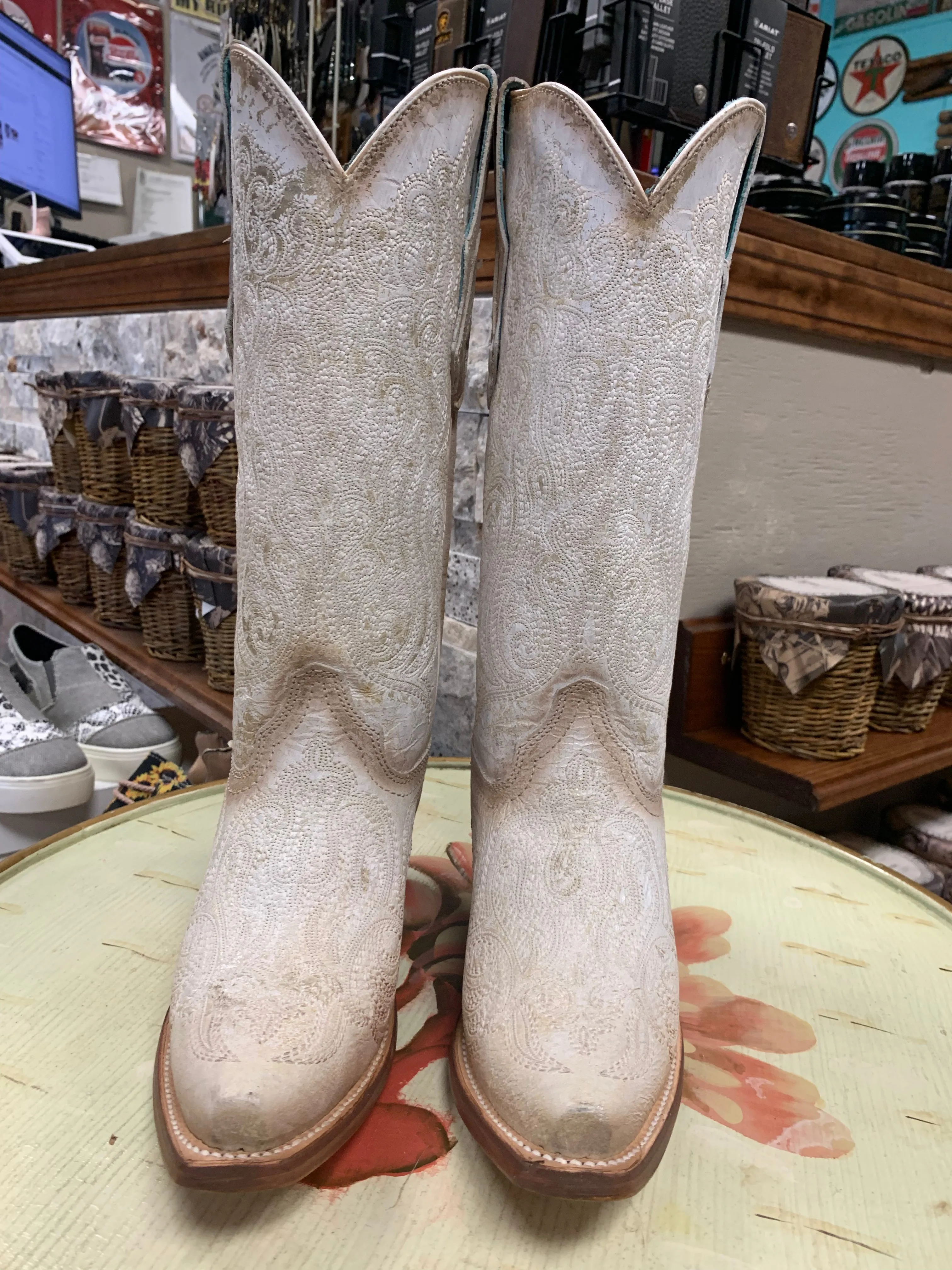 Corral Western Boots Women's Luminescent Embroidery Leather White