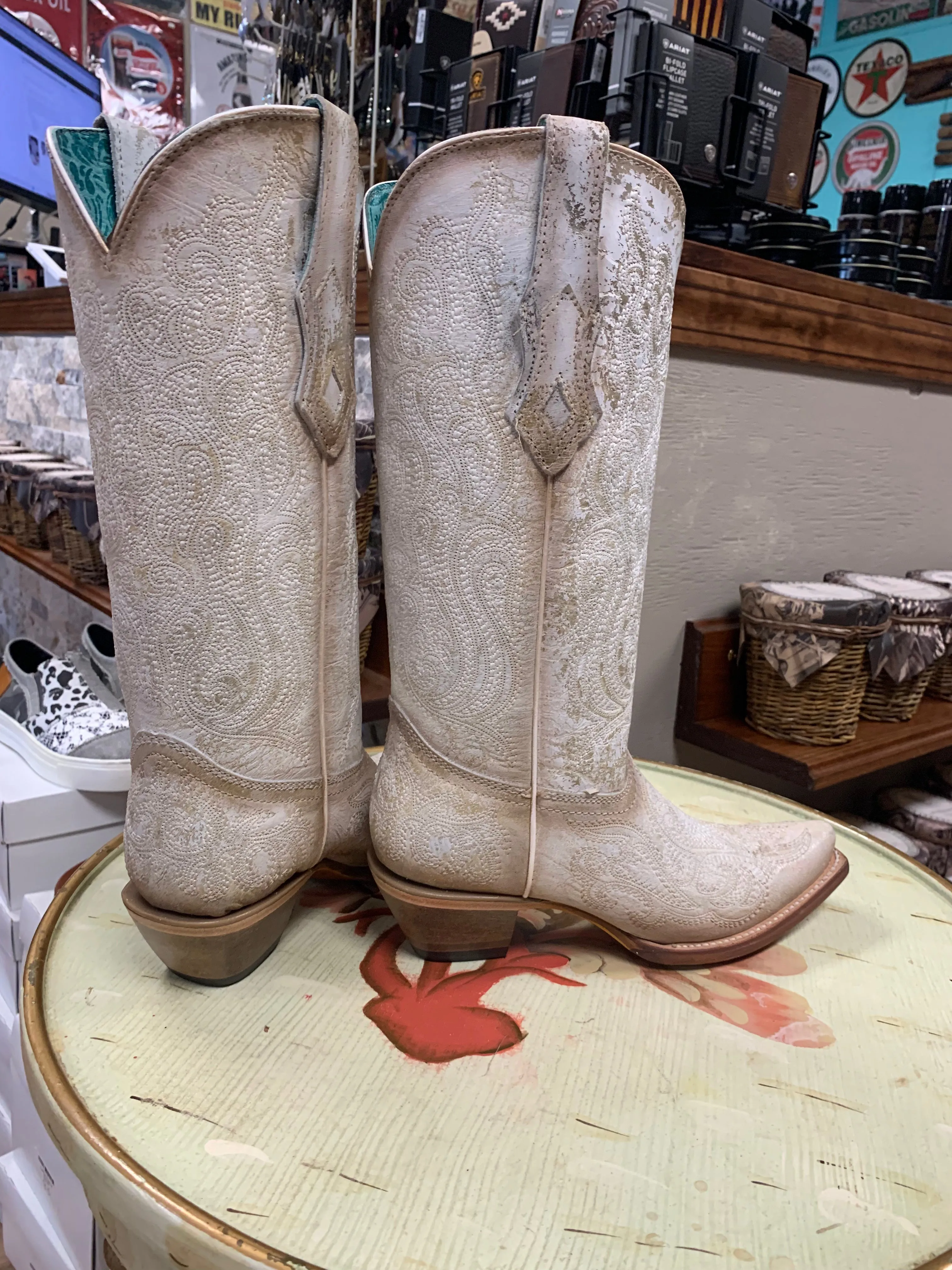 Corral Western Boots Women's Luminescent Embroidery Leather White