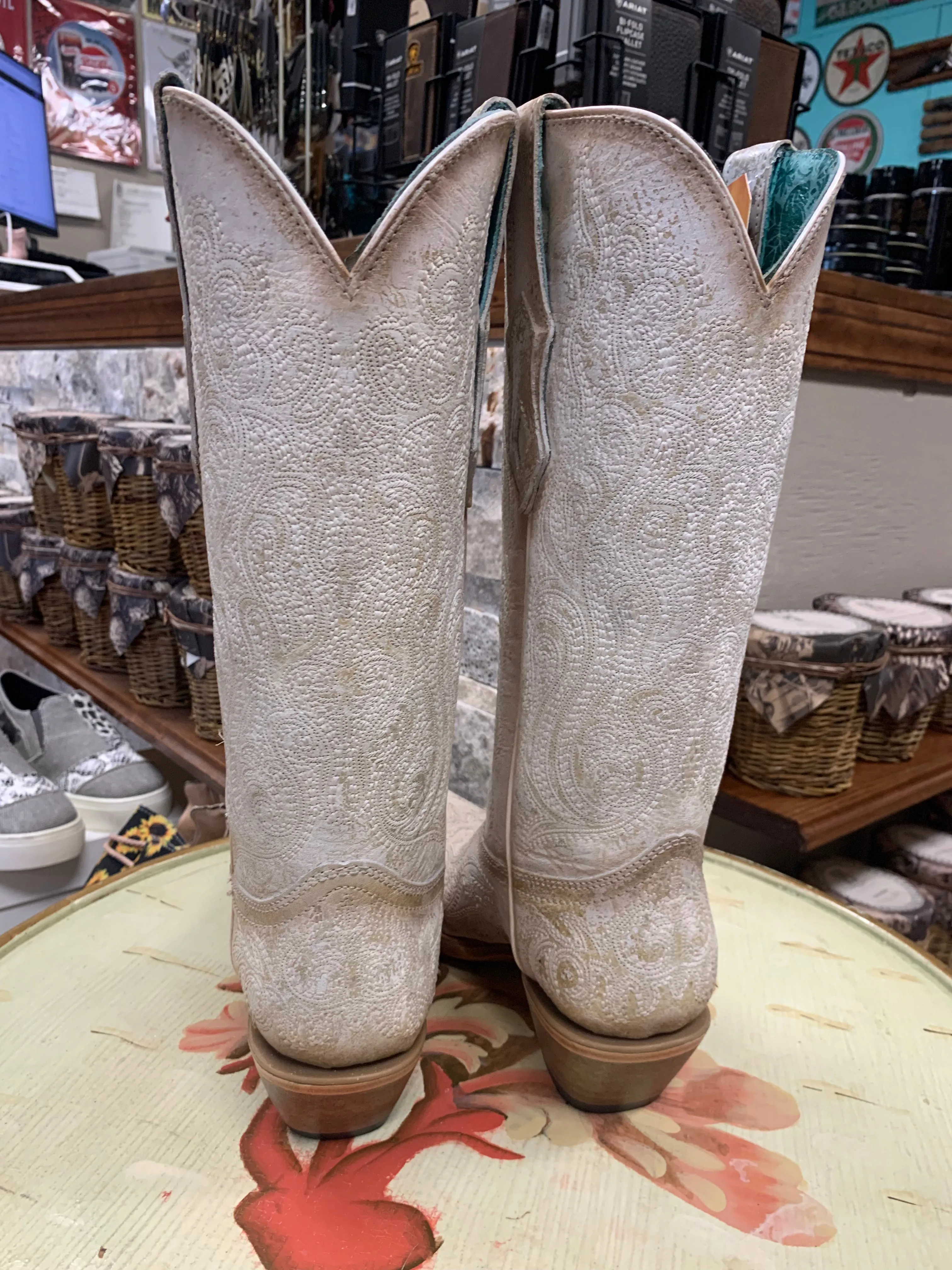 Corral Western Boots Women's Luminescent Embroidery Leather White