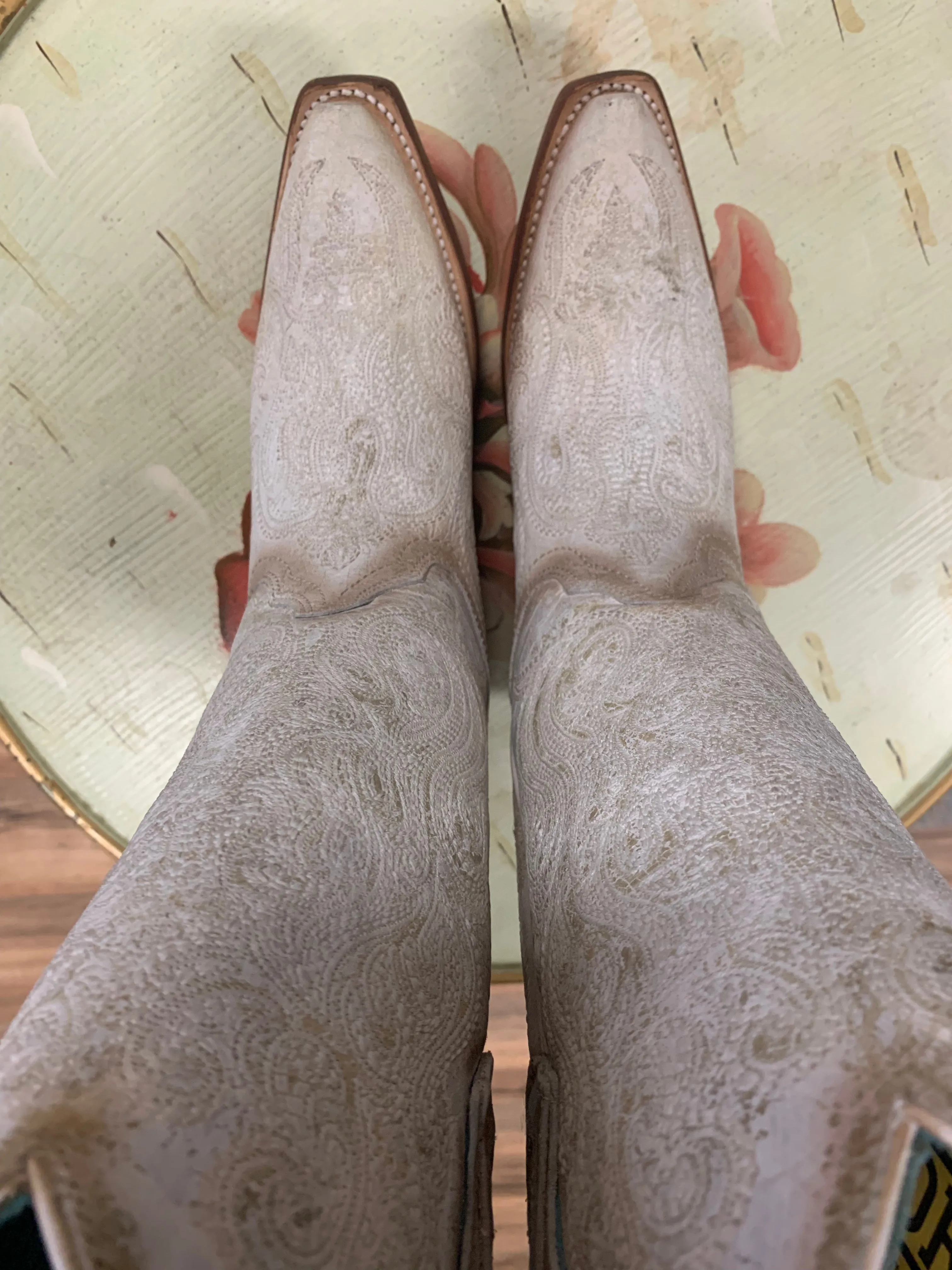 Corral Western Boots Women's Luminescent Embroidery Leather White
