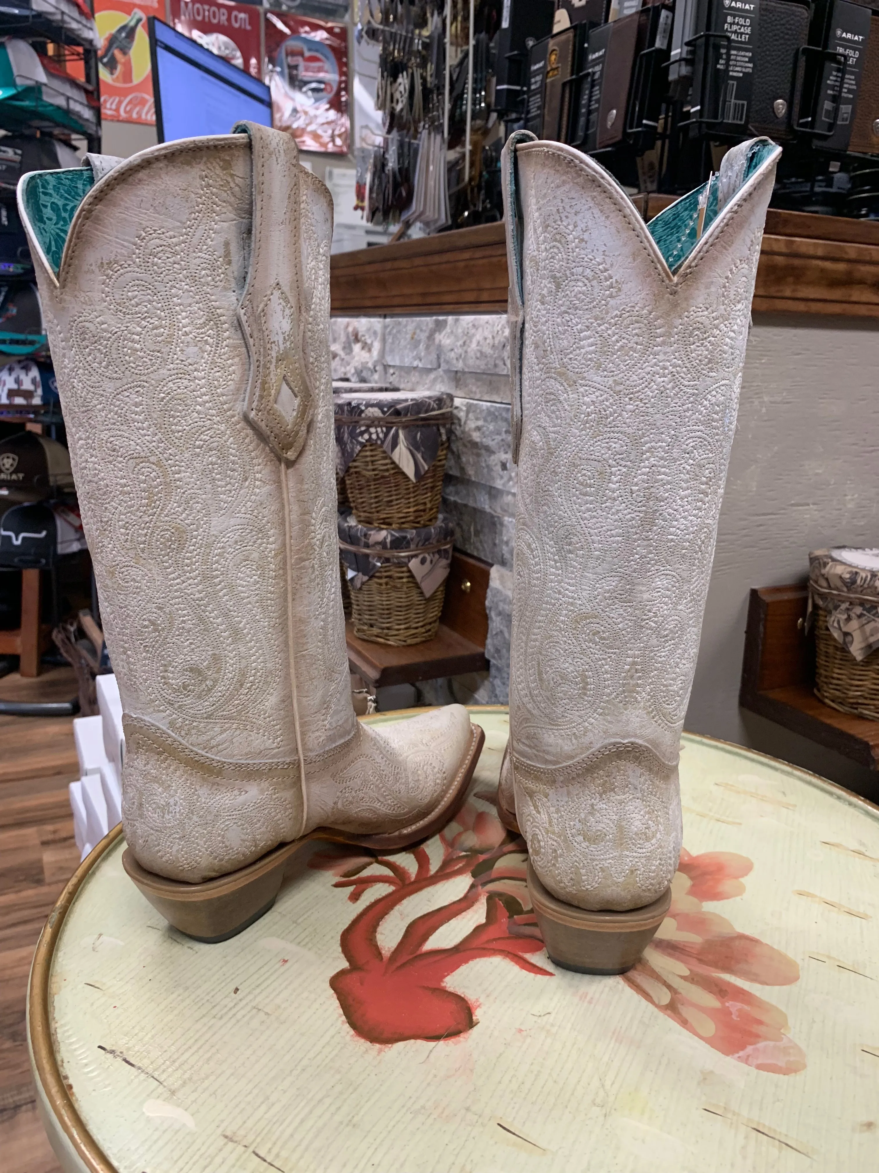 Corral Western Boots Women's Luminescent Embroidery Leather White