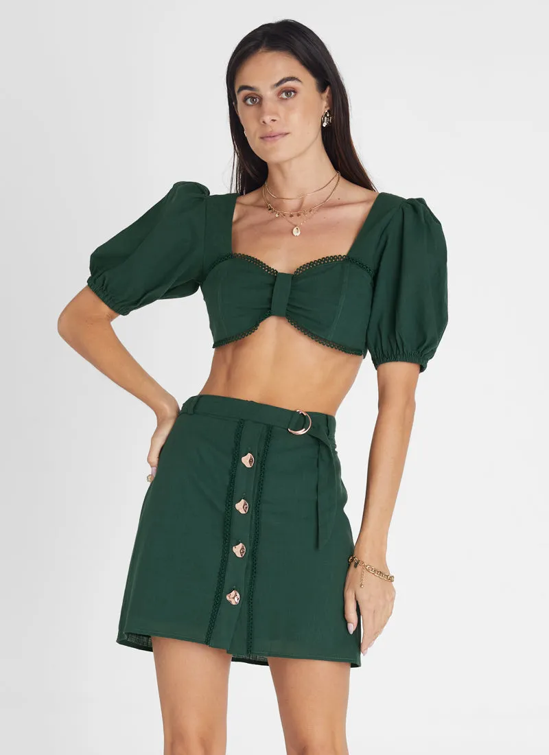 Emerald Button Up Mini Skirt (SAMPLE)
