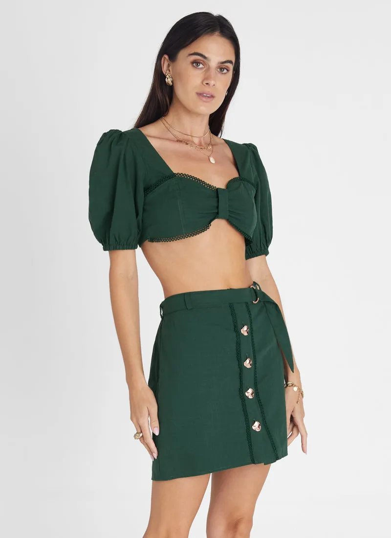 Emerald Button Up Mini Skirt (SAMPLE)