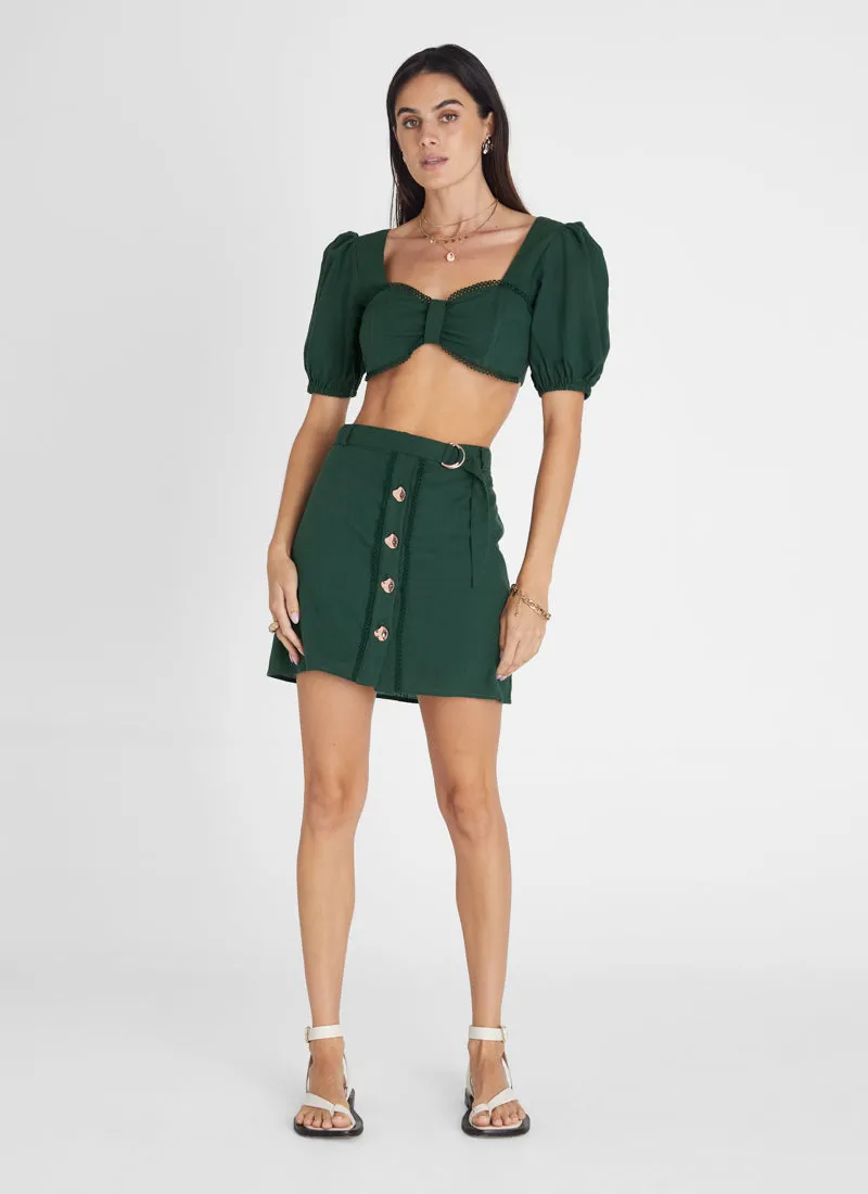 Emerald Button Up Mini Skirt (SAMPLE)