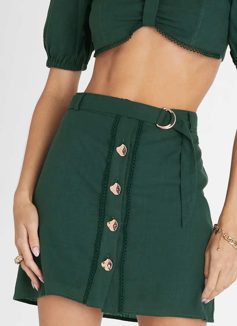 Emerald Button Up Mini Skirt (SAMPLE)