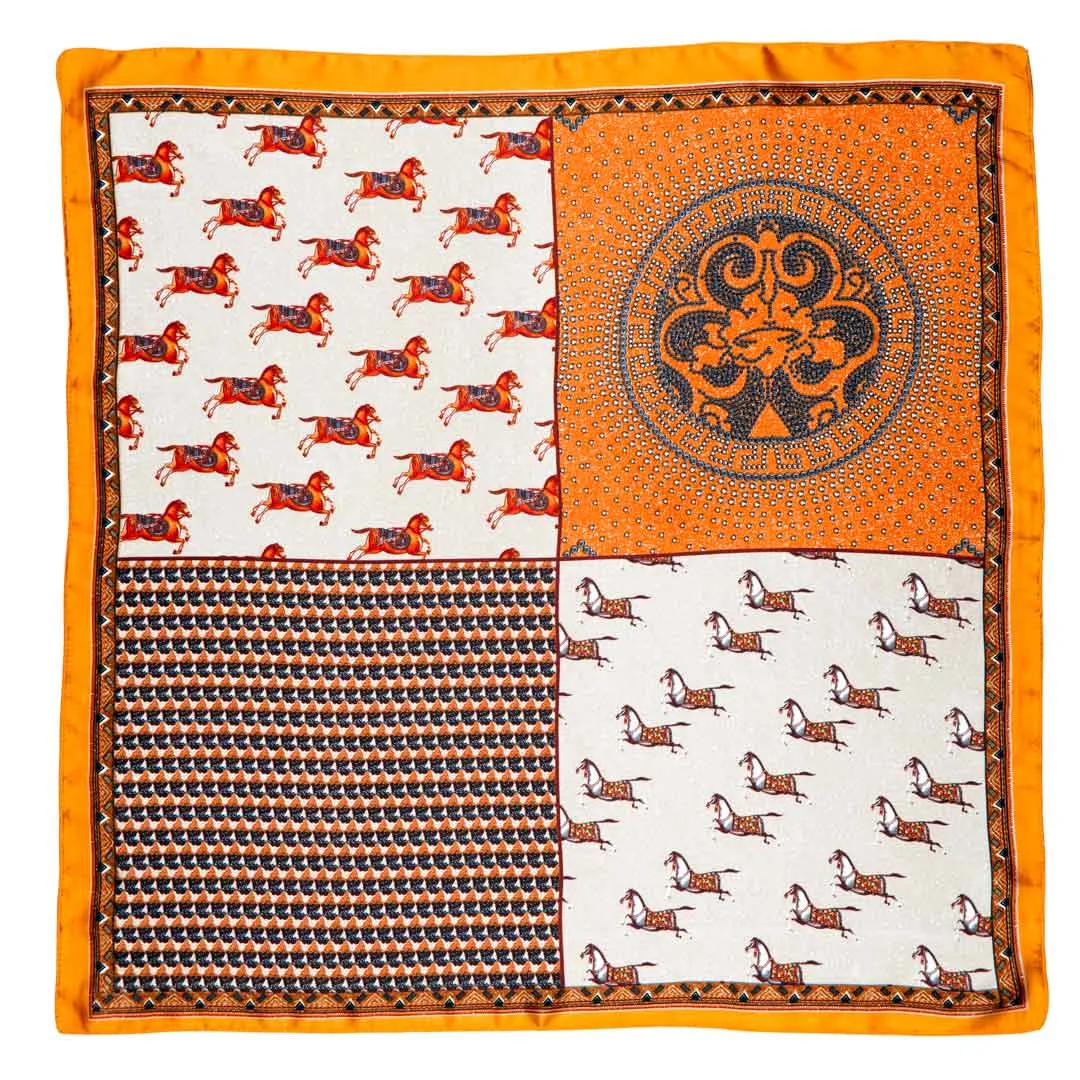 Empire - Stylized Equestrian Pattern in Tangerine Scarf