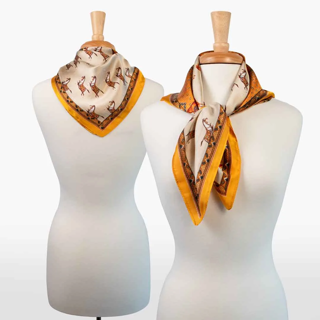Empire - Stylized Equestrian Pattern in Tangerine Scarf