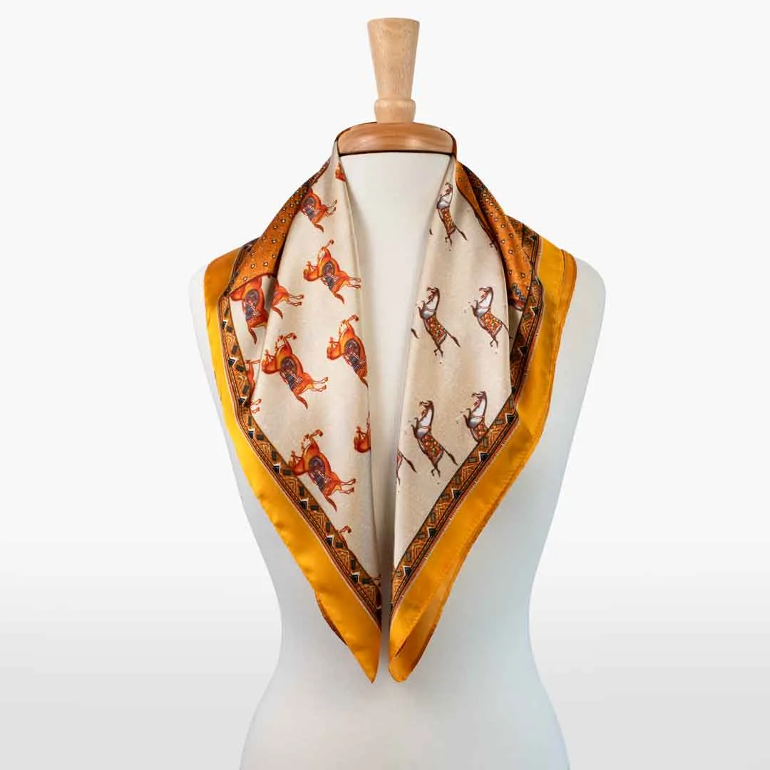 Empire - Stylized Equestrian Pattern in Tangerine Scarf