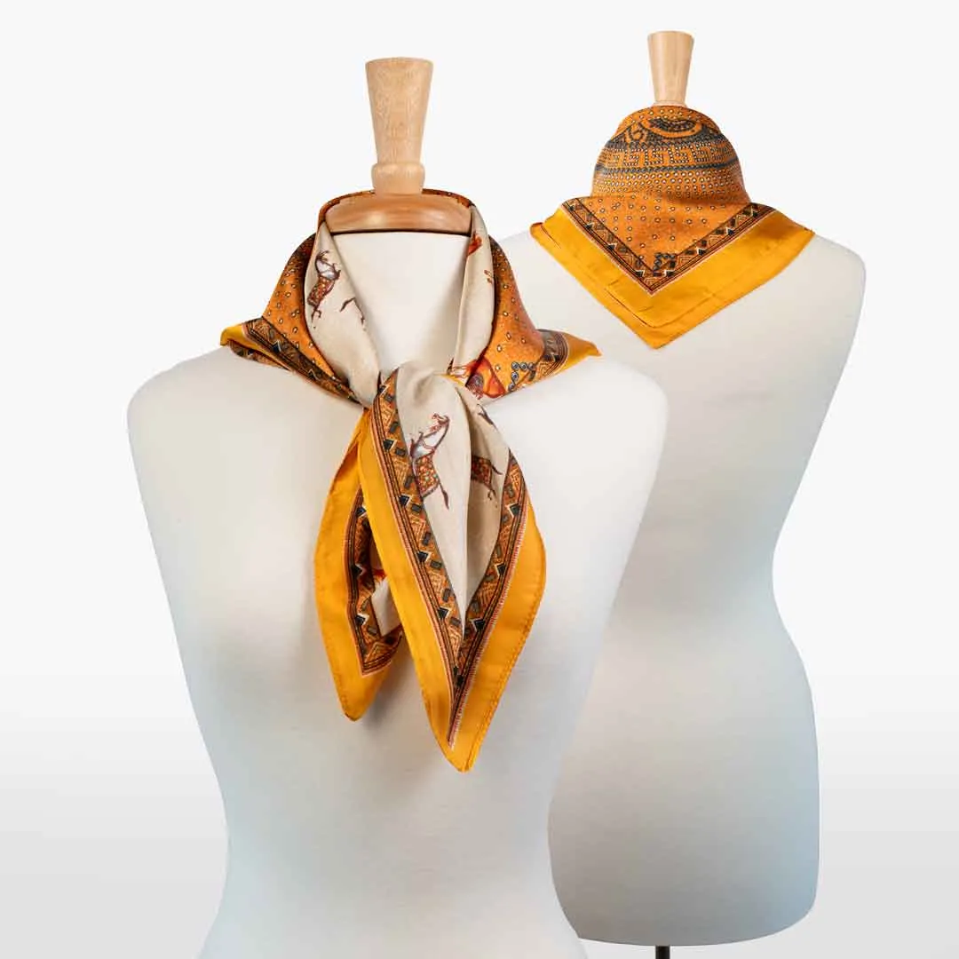 Empire - Stylized Equestrian Pattern in Tangerine Scarf