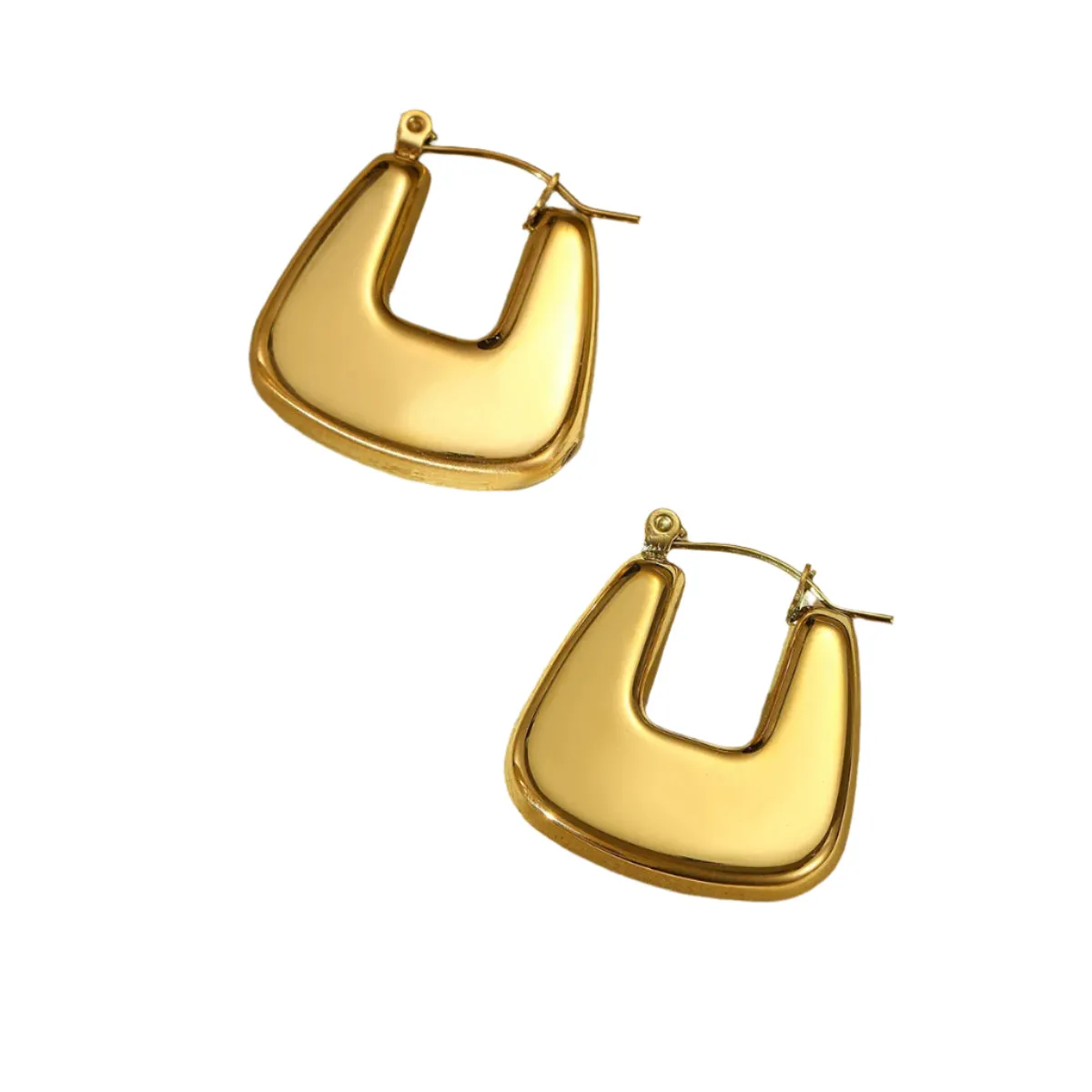 Gold U Shaped Chunky Hoops