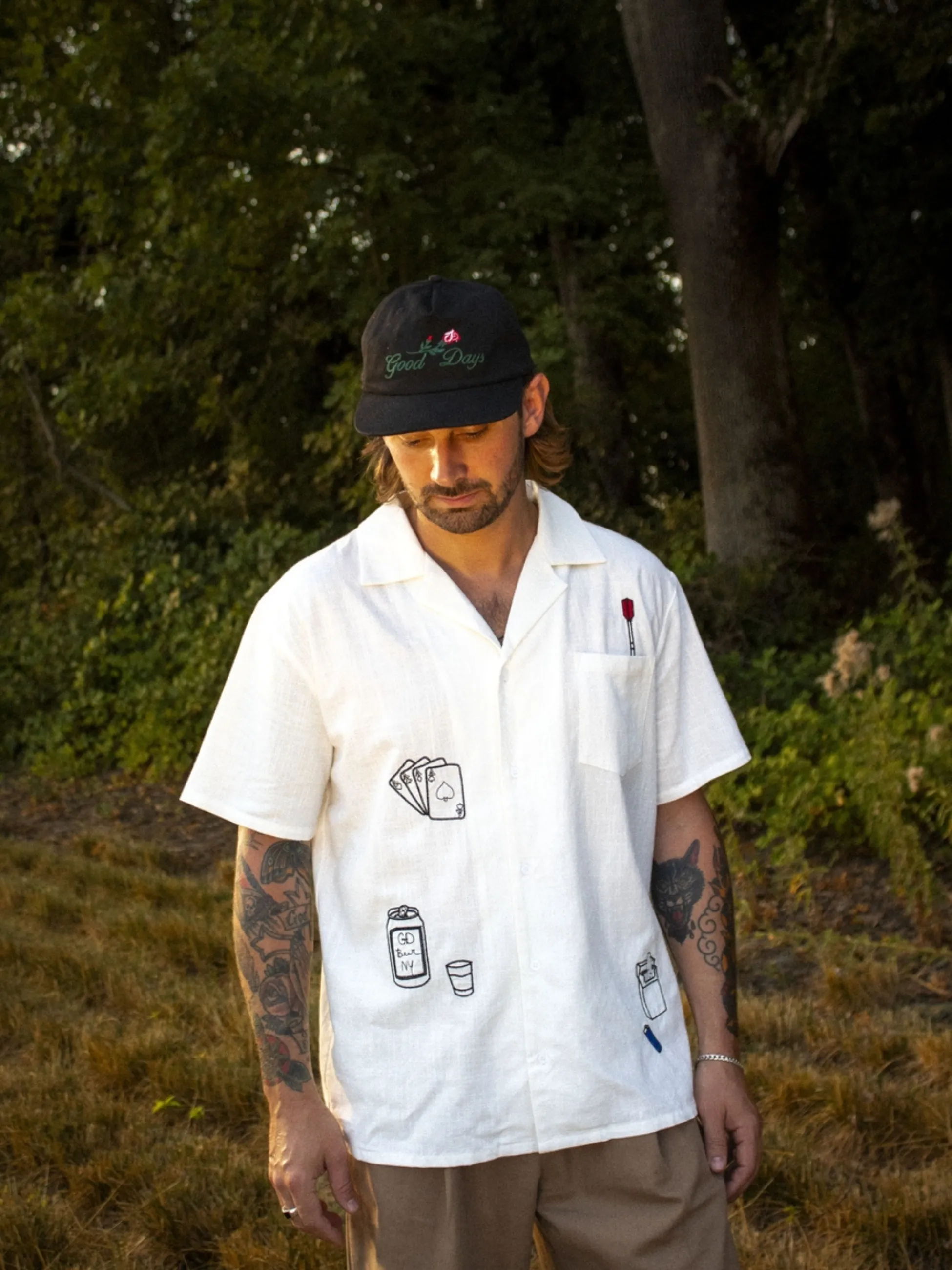 Good Days Dive Bar Camp Shirt - White