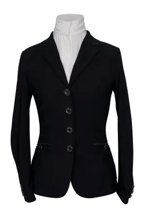 Grand Prix Saltare Premio 4 Button Riding Show Coat, Black with Dark Green