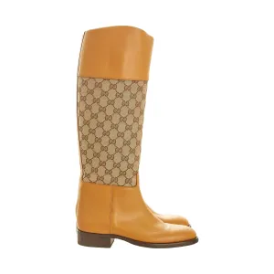 Gucci Brown Logo Equestrian Boots