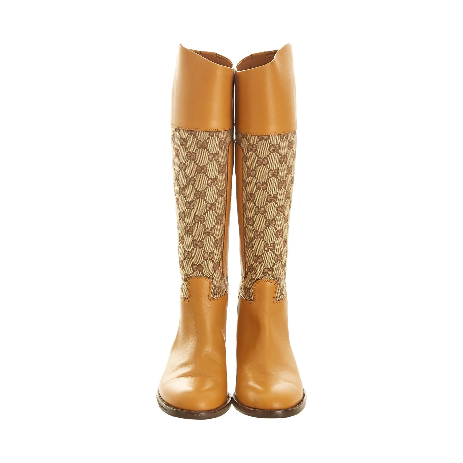Gucci Brown Logo Equestrian Boots