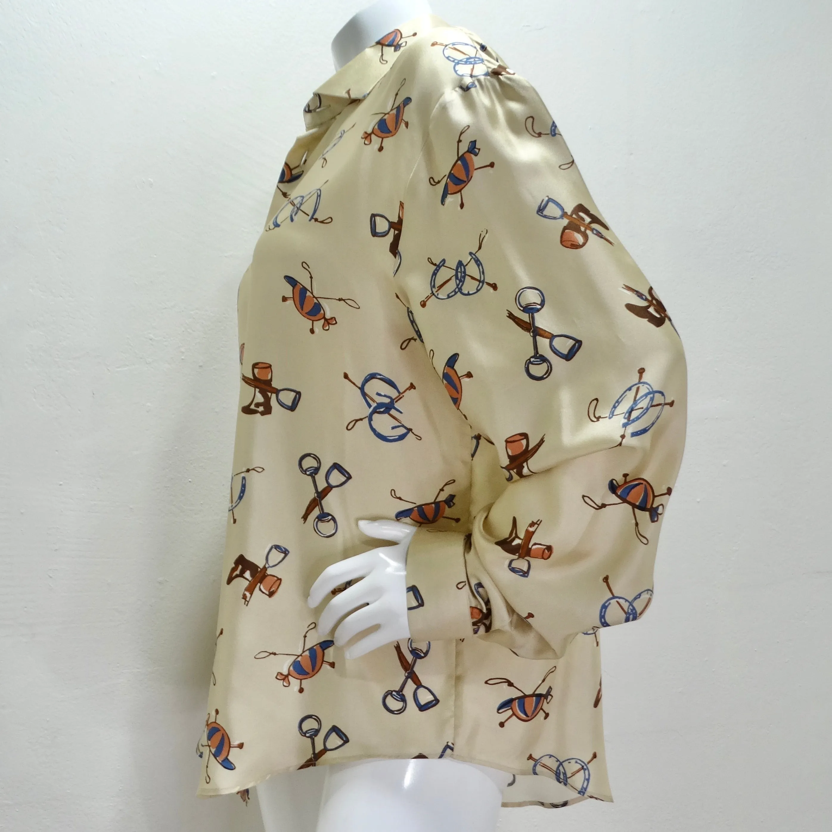 Gucci Western Print Silk Button Up Shirt