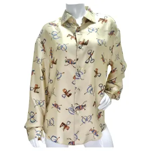 Gucci Western Print Silk Button Up Shirt