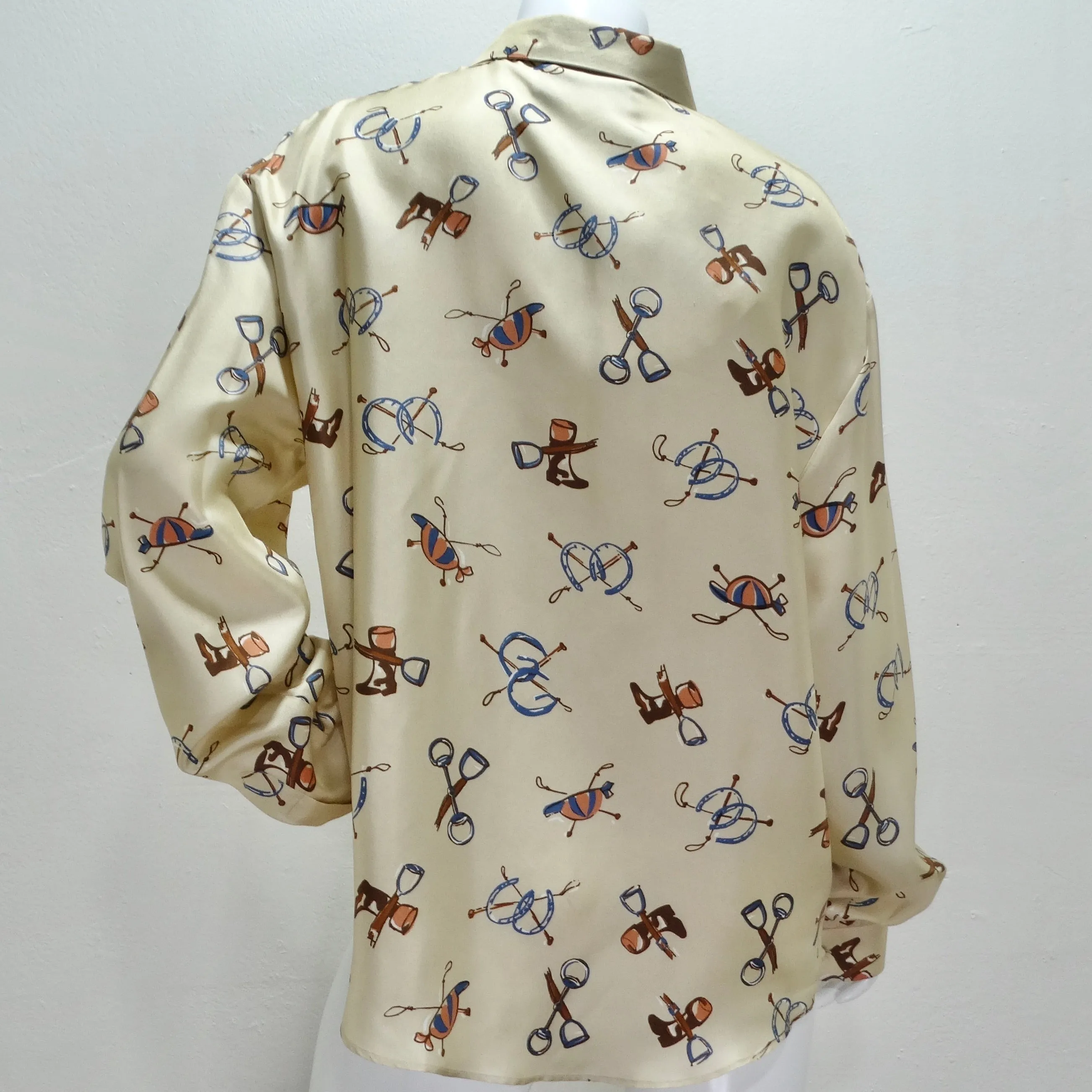 Gucci Western Print Silk Button Up Shirt