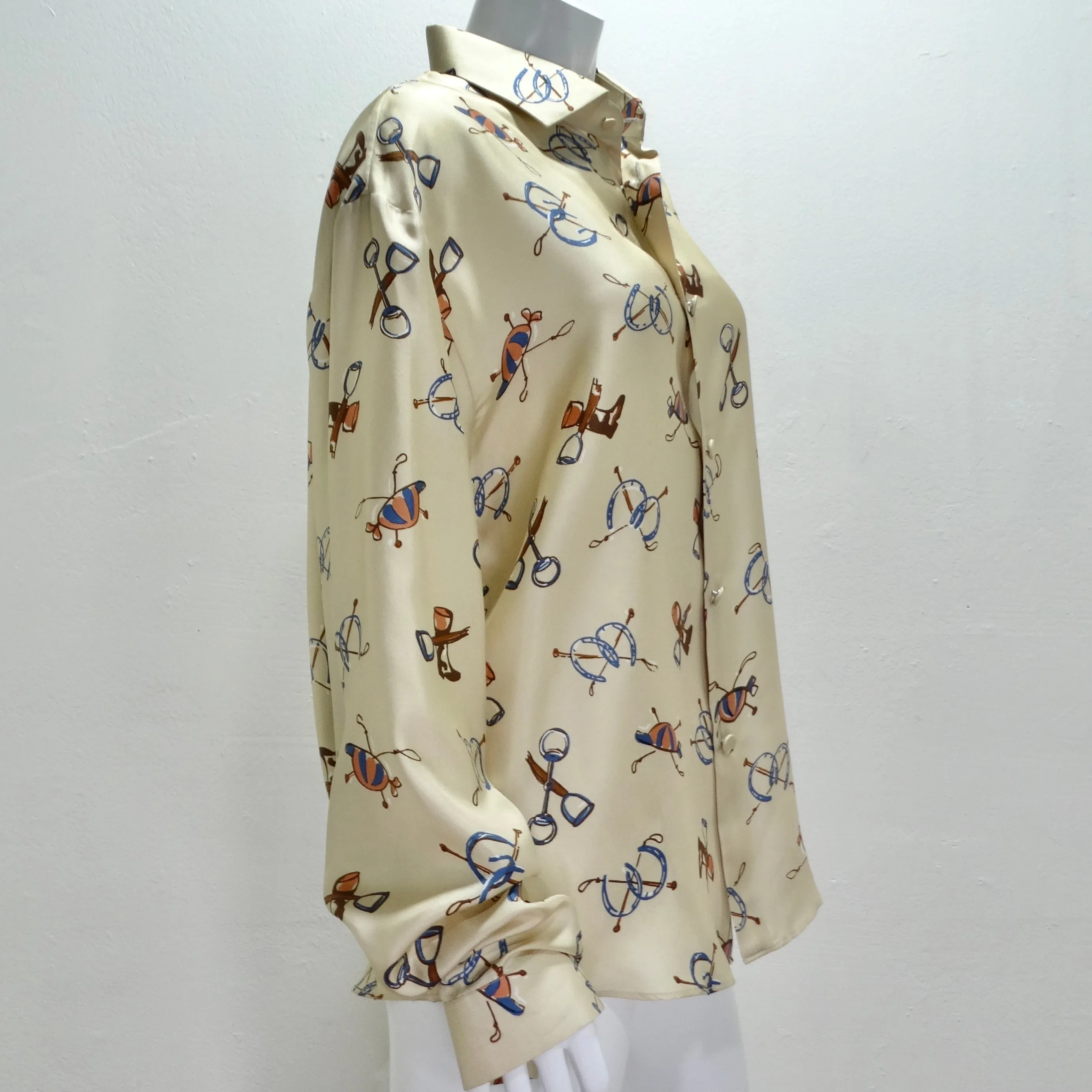 Gucci Western Print Silk Button Up Shirt