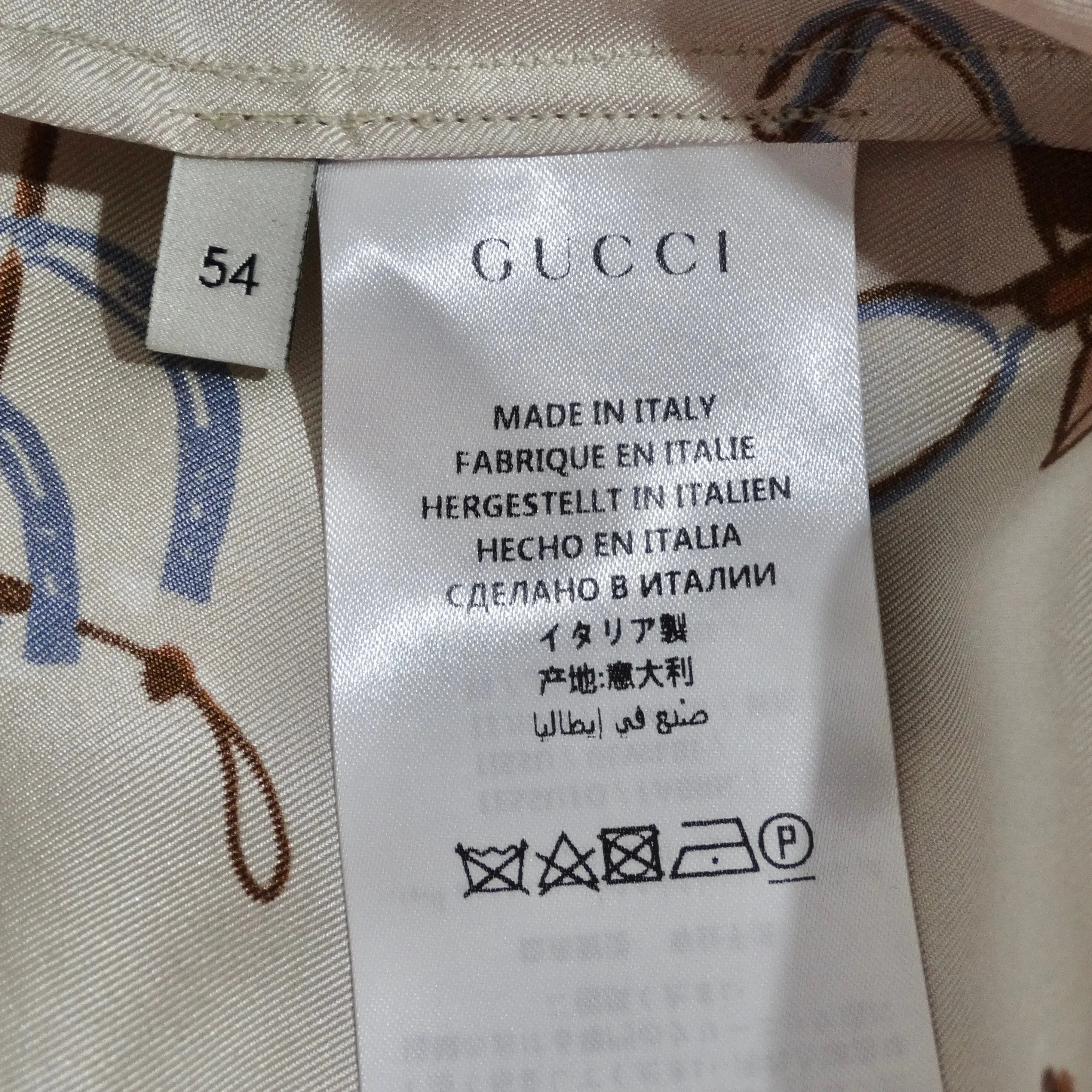 Gucci Western Print Silk Button Up Shirt