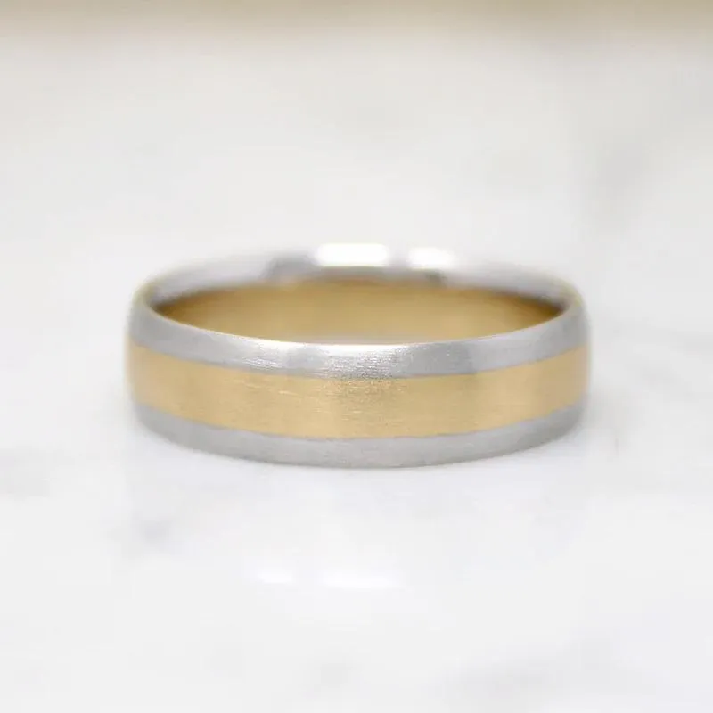 Handsome Two-Tone Recycled Gold Wedding Band
