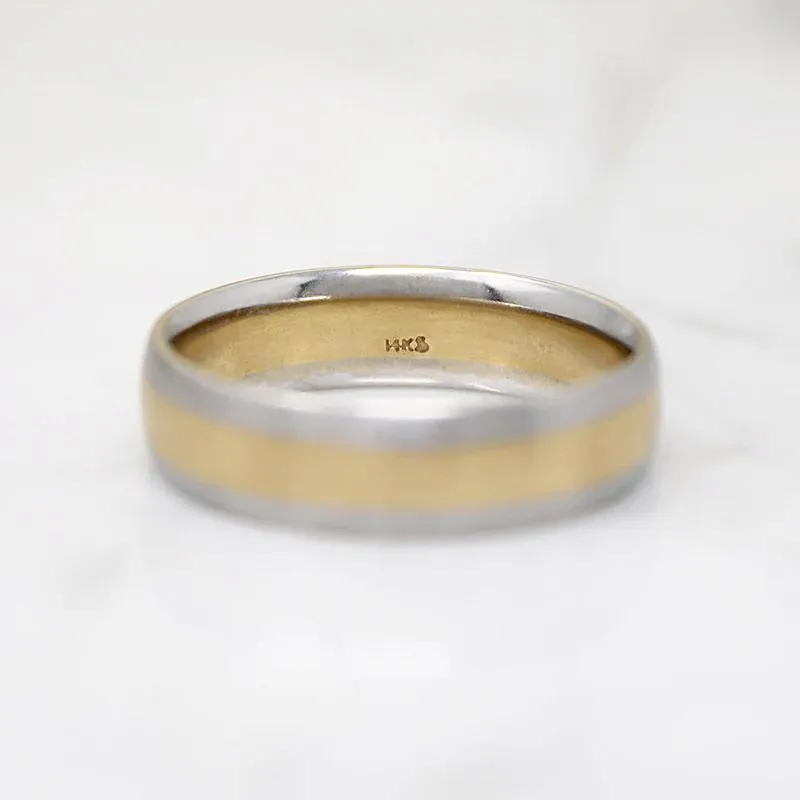 Handsome Two-Tone Recycled Gold Wedding Band