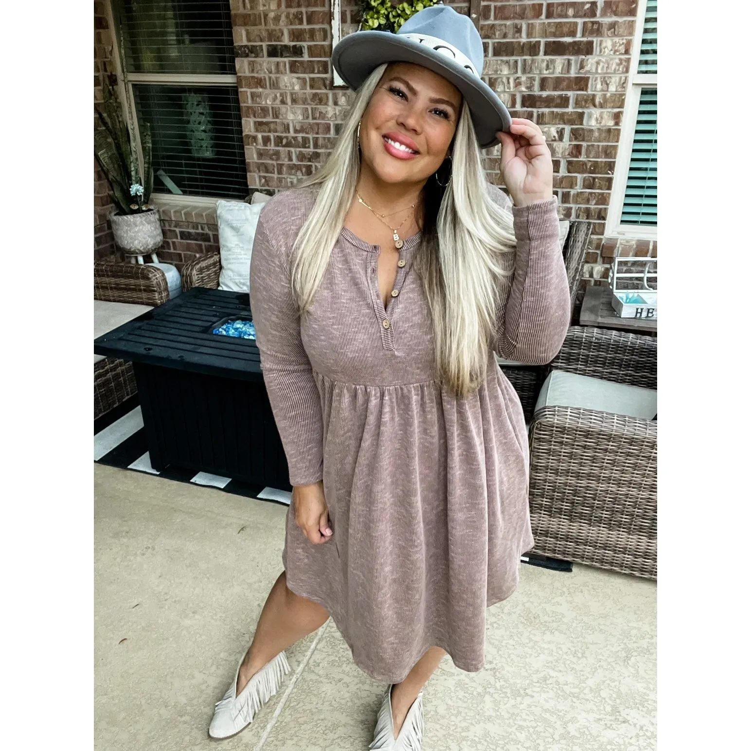 Hannah Vintage Wash Henley Dress