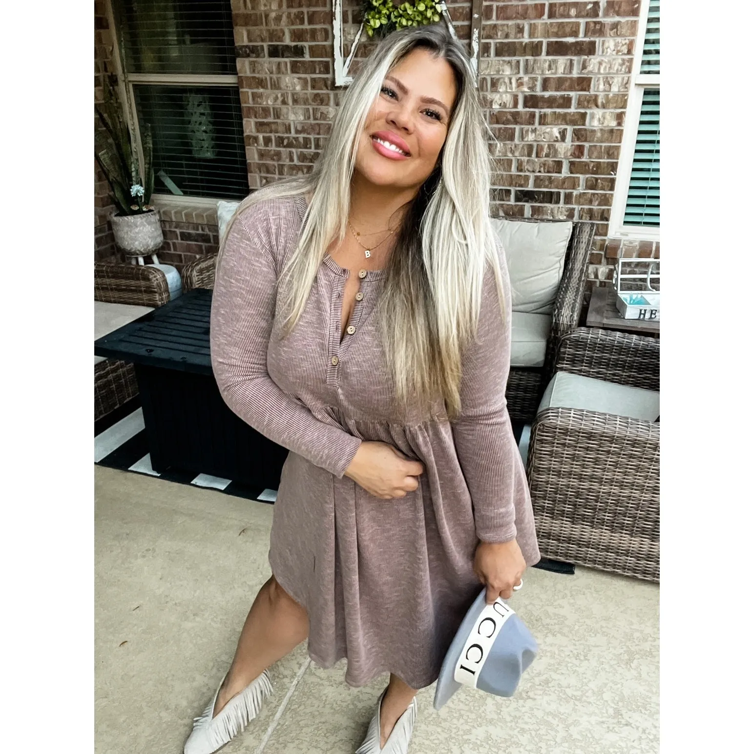 Hannah Vintage Wash Henley Dress