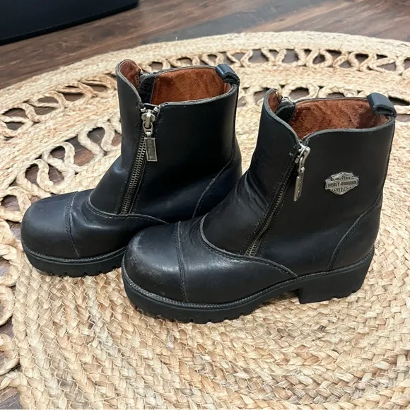 Harley Davidson Womens Side Zip Riding Boots 82016 Double Zipper Size 6
